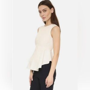 Theory white peplum sleeveless top back zip medium size